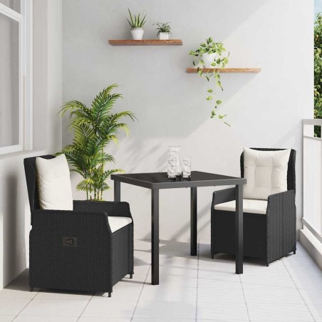 Ensemble de salle à manger pour jardin 3 pcs Noir polyrotin 563394563394