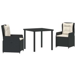 Ensemble de salle à manger pour jardin 3 pcs Noir polyrotin 563394563394