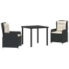 Ensemble de salle à manger pour jardin 3 pcs Noir polyrotin 563394563394