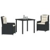 Ensemble de salle à manger pour jardin 3 pcs Noir polyrotin 563394563394