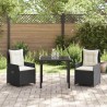 Ensemble de salle à manger pour jardin 3 pcs Noir polyrotin 563394563394