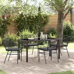Ensemble de salle à manger pour jardin 5 pcs Noir polyrotin 563396563396