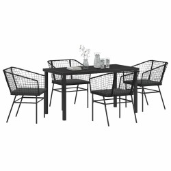 Ensemble de salle à manger pour jardin 5 pcs Noir polyrotin 563396563396