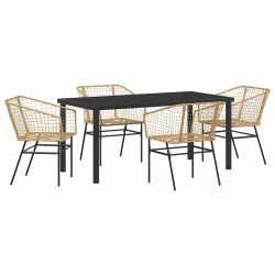 Ensemble de salle à manger pour jardin 5 pcs Marron polyrotin 563397563397