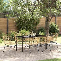 Ensemble de salle à manger pour jardin 7 pcs Marron polyrotin 563398563398