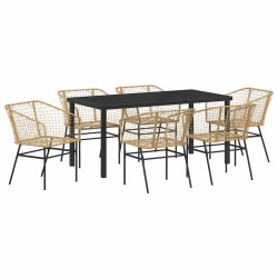 Ensemble de salle à manger pour jardin 7 pcs Marron polyrotin 563398563398