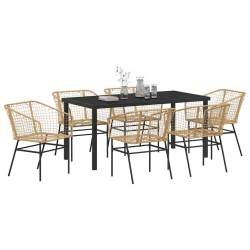 Ensemble de salle à manger pour jardin 7 pcs Marron polyrotin 563398563398