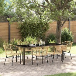 Ensemble de salle à manger pour jardin 7 pcs Marron polyrotin 563400563400