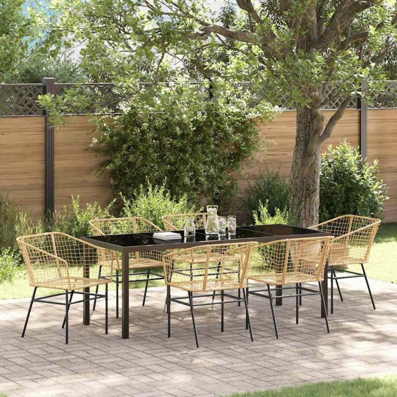 Ensemble de salle à manger pour jardin 7 pcs Marron polyrotin 563400563400