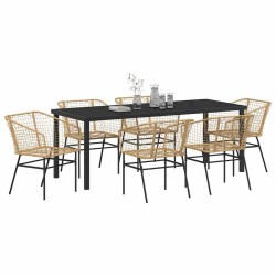 Ensemble de salle à manger pour jardin 7 pcs Marron polyrotin 563400563400