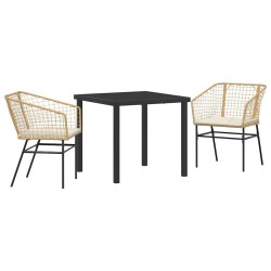 Ensemble de salle à manger pour jardin 3 pcs Marron polyrotin 563402563402