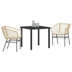 Ensemble de salle à manger pour jardin 3 pcs Marron polyrotin 563402563402