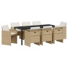 Ensemble de salle à manger pour jardin 9 pcs Beige polyrotin 563404563404