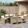 Ensemble de salle à manger pour jardin 9 pcs Beige polyrotin 563404563404