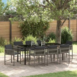 Ensemble de salle à manger pour jardin 9 pcs Gris polyrotin 563405563405