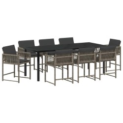 Ensemble de salle à manger pour jardin 9 pcs Gris polyrotin 563405563405
