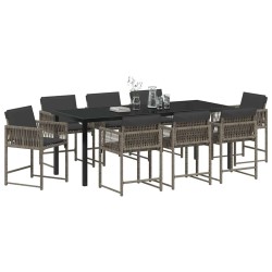 Ensemble de salle à manger pour jardin 9 pcs Gris polyrotin 563405563405