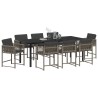 Ensemble de salle à manger pour jardin 9 pcs Gris polyrotin 563405563405