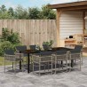 Ensemble de salle à manger pour jardin 9 pcs Gris polyrotin 563405563405