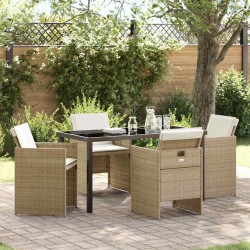 Ensemble de salle à manger pour jardin 5 pcs Beige polyrotin 563407563407