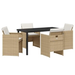 Ensemble de salle à manger pour jardin 5 pcs Beige polyrotin 563407563407