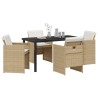 Ensemble de salle à manger pour jardin 5 pcs Beige polyrotin 563407563407