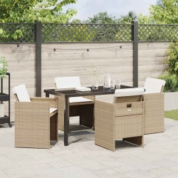 Ensemble de salle à manger pour jardin 5 pcs Beige polyrotin 563407563407