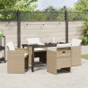 Ensemble de salle à manger pour jardin 5 pcs Beige polyrotin 563407563407