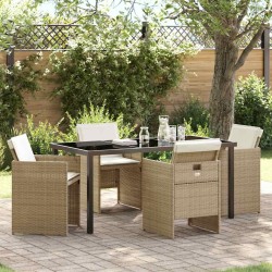 Ensemble de salle à manger pour jardin 5 pcs Beige polyrotin 563408563408