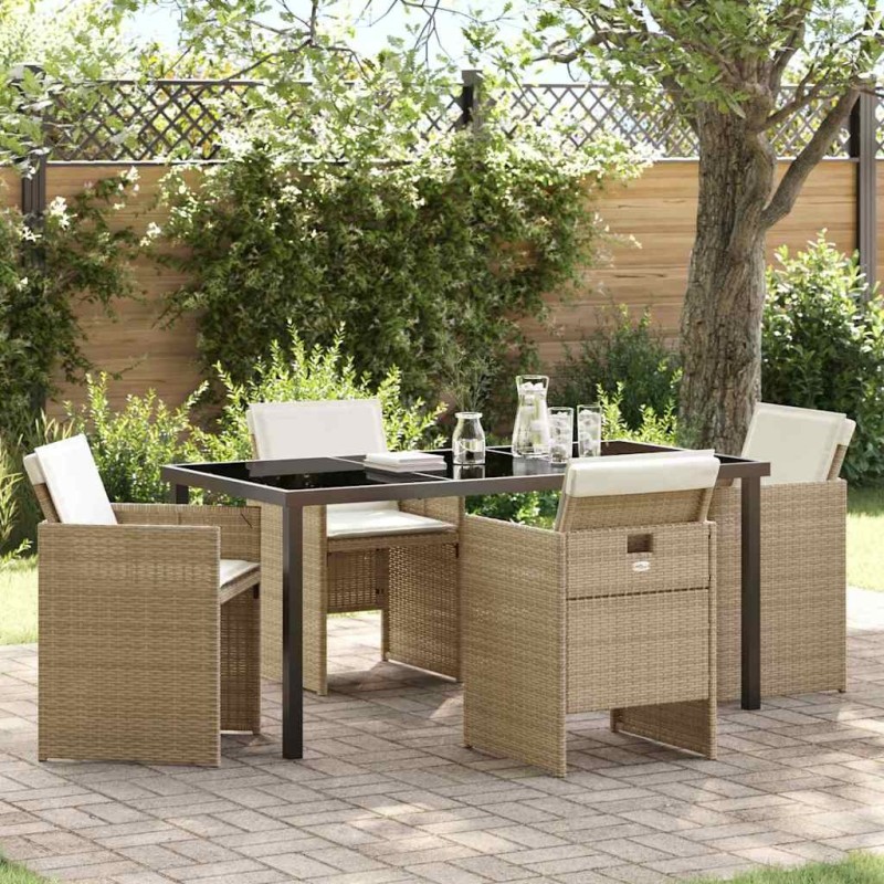 Ensemble de salle à manger pour jardin 5 pcs Beige polyrotin 563408563408