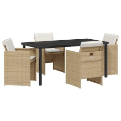 Ensemble de salle à manger pour jardin 5 pcs Beige polyrotin 563408563408
