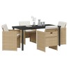 Ensemble de salle à manger pour jardin 5 pcs Beige polyrotin 563408563408