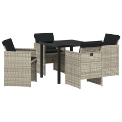 Ensemble de salle à manger pour jardin 5 pcs Gris clair 563409563409