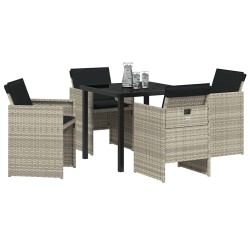 Ensemble de salle à manger pour jardin 5 pcs Gris clair 563409563409
