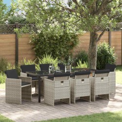 Ensemble de salle à manger pour jardin 9 pcs Gris clair 563413563413