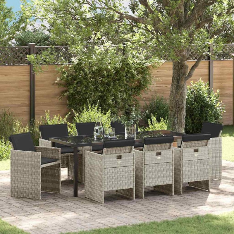 Ensemble de salle à manger pour jardin 9 pcs Gris clair 563413563413