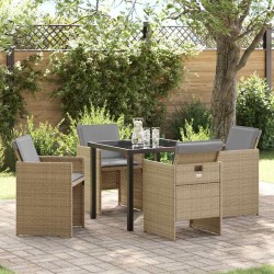 Ensemble de salle à manger pour jardin 5 pcs Beige polyrotin 563414563414
