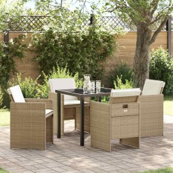Ensemble de salle à manger pour jardin 5 pcs Beige polyrotin 563415563415