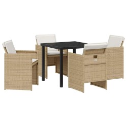 Ensemble de salle à manger pour jardin 5 pcs Beige polyrotin 563415563415