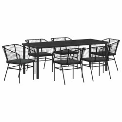 Ensemble de salle à manger pour jardin 7 pcs Noir polyrotin 563416563416