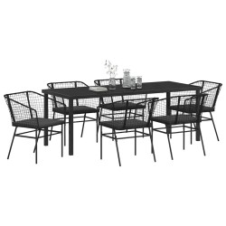 Ensemble de salle à manger pour jardin 7 pcs Noir polyrotin 563416563416