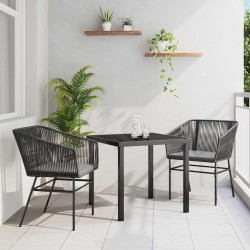 Ensemble de salle à manger pour jardin avec coussin 3 pcs Noir 563417563417