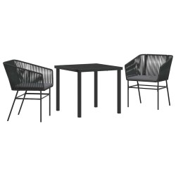 Ensemble de salle à manger pour jardin avec coussin 3 pcs Noir 563417563417