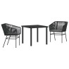 Ensemble de salle à manger pour jardin avec coussin 3 pcs Noir 563417563417