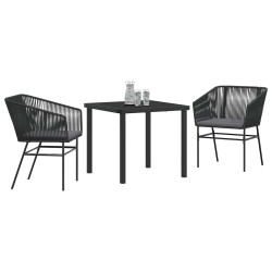 Ensemble de salle à manger pour jardin avec coussin 3 pcs Noir 563417563417