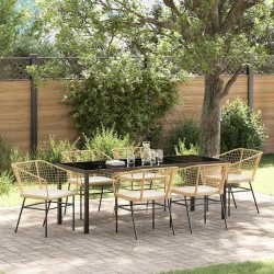 Ensemble de salle à manger pour jardin 7 pcs Marron polyrotin 563418563418