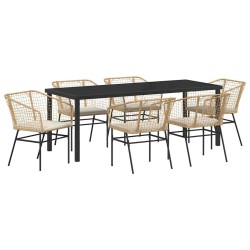Ensemble de salle à manger pour jardin 7 pcs Marron polyrotin 563418563418