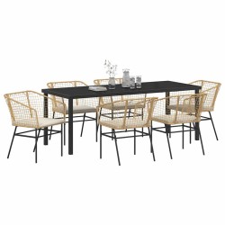 Ensemble de salle à manger pour jardin 7 pcs Marron polyrotin 563418563418