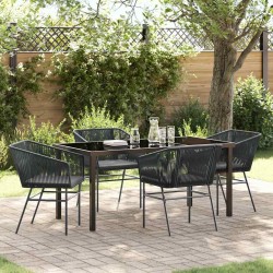 Ensemble de salle à manger pour jardin avec coussin 5 pcs Noir 563420563420
