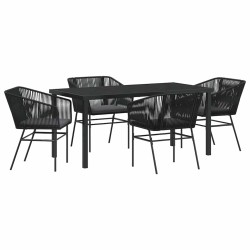 Ensemble de salle à manger pour jardin avec coussin 5 pcs Noir 563420563420